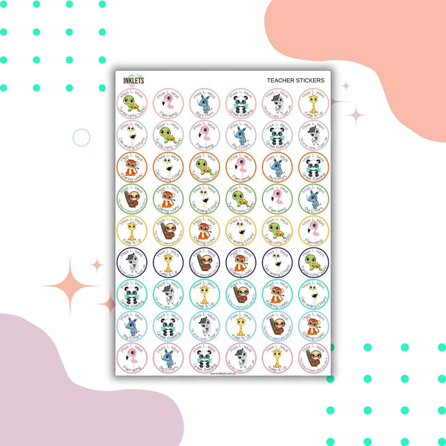 Animal Pun Teacher Merit Stickers
