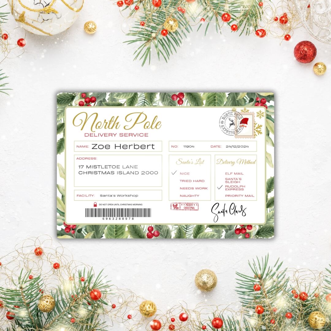 Mistletoe Personalised Christmas Delivery Stickers