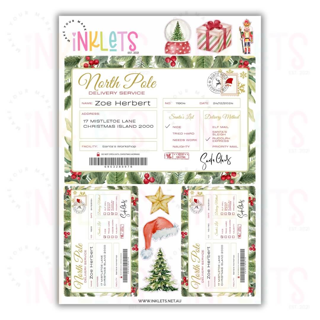 Mistletoe Personalised Christmas Delivery Stickers
