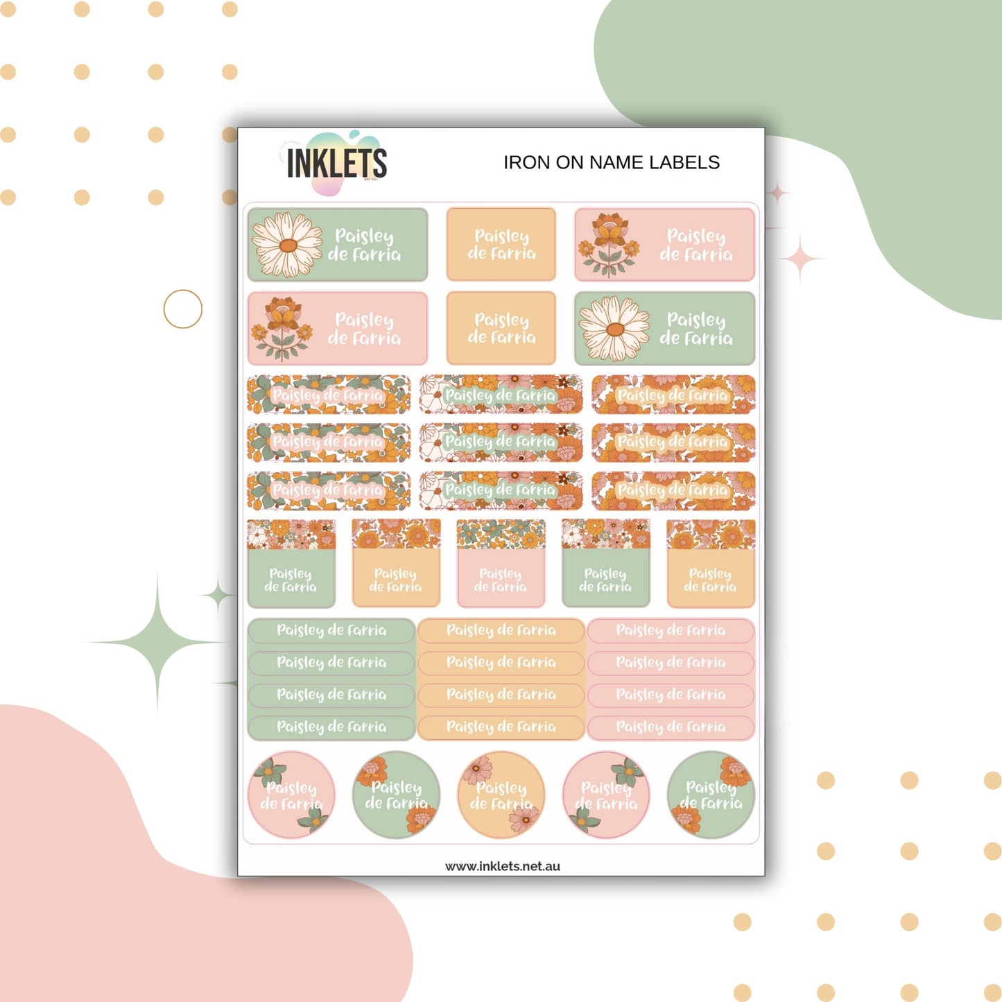 Groovy Flowers Iron on Labels