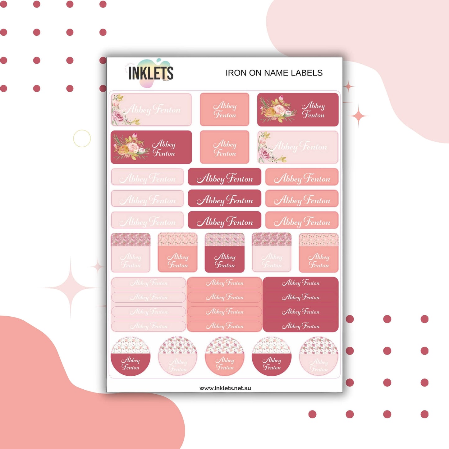 Blush Floral Iron on Labels