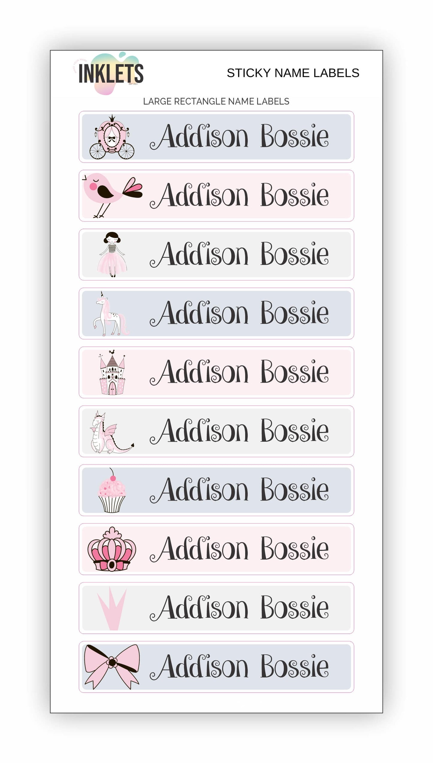 Scandi Princess Name Label Bundle