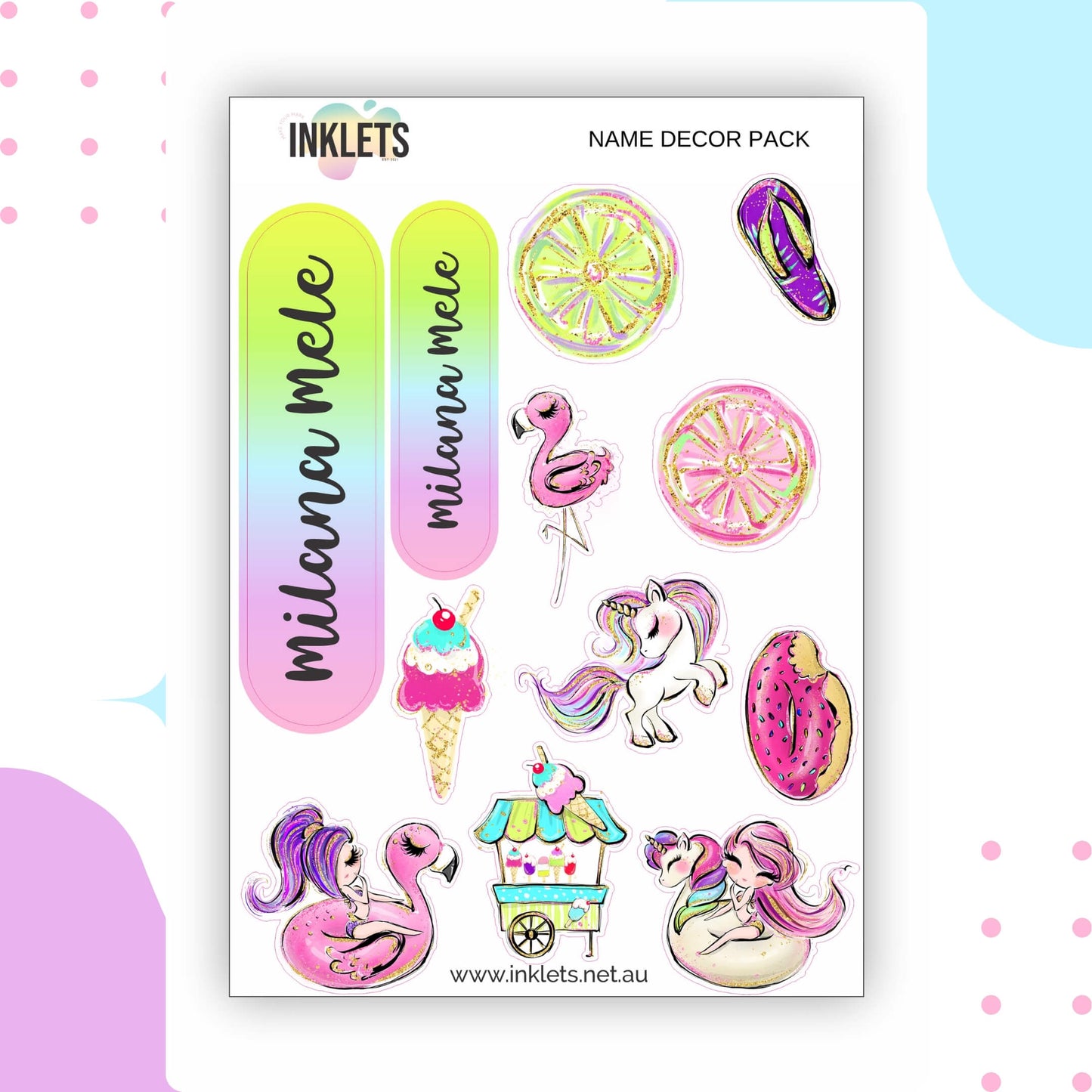 Pool Party Name Decor Sheets