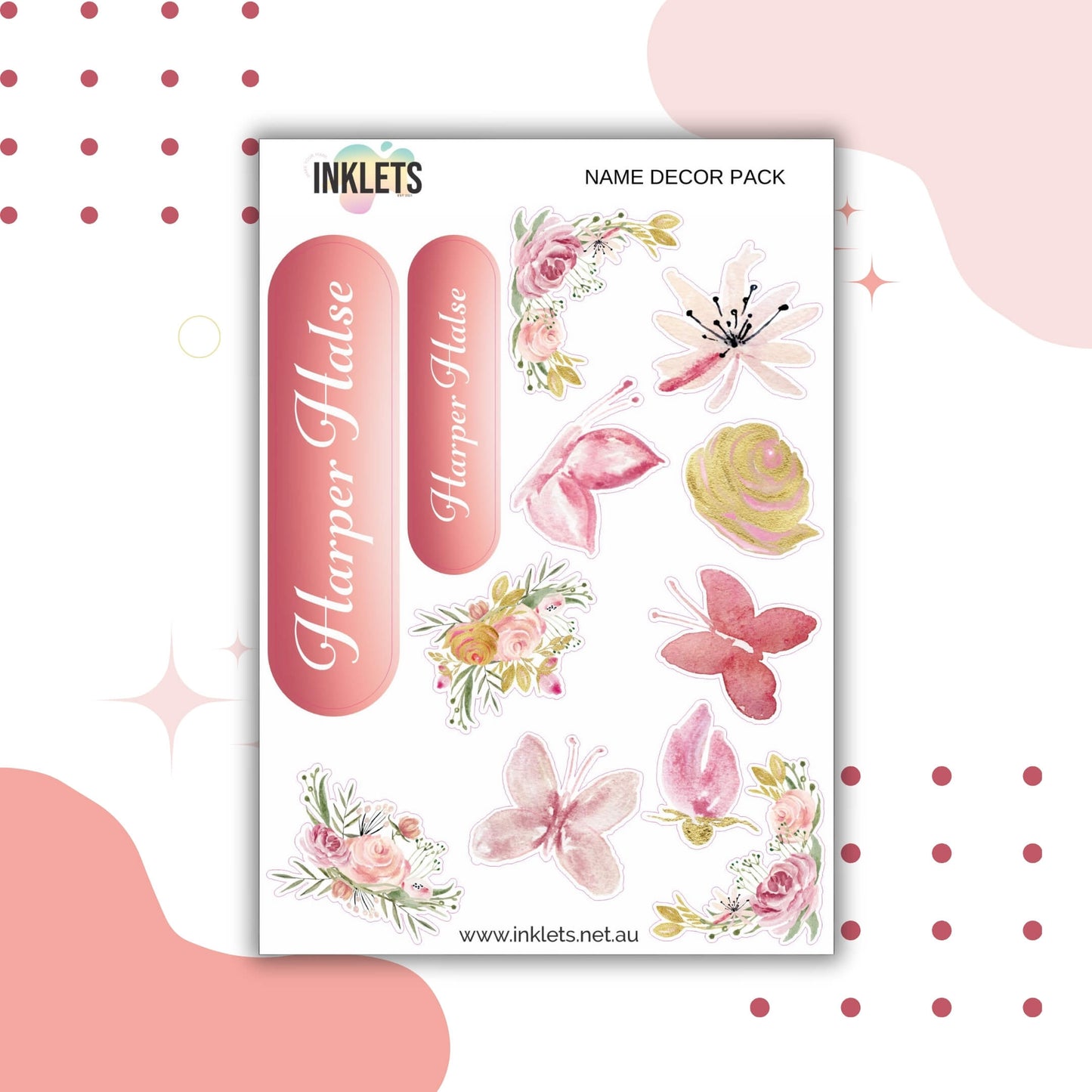 Blush Floral Name Decor Sheets