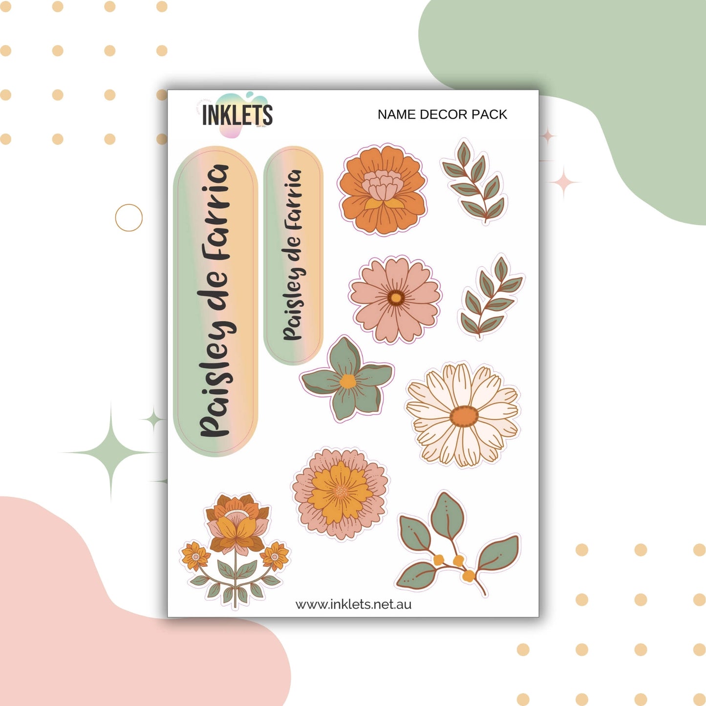 Groovy Flowers Name Decor Sheets