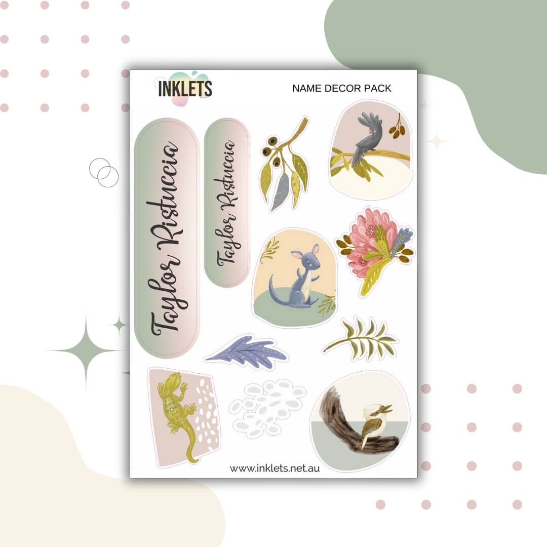 Australian Abstract Name Decor Sheets