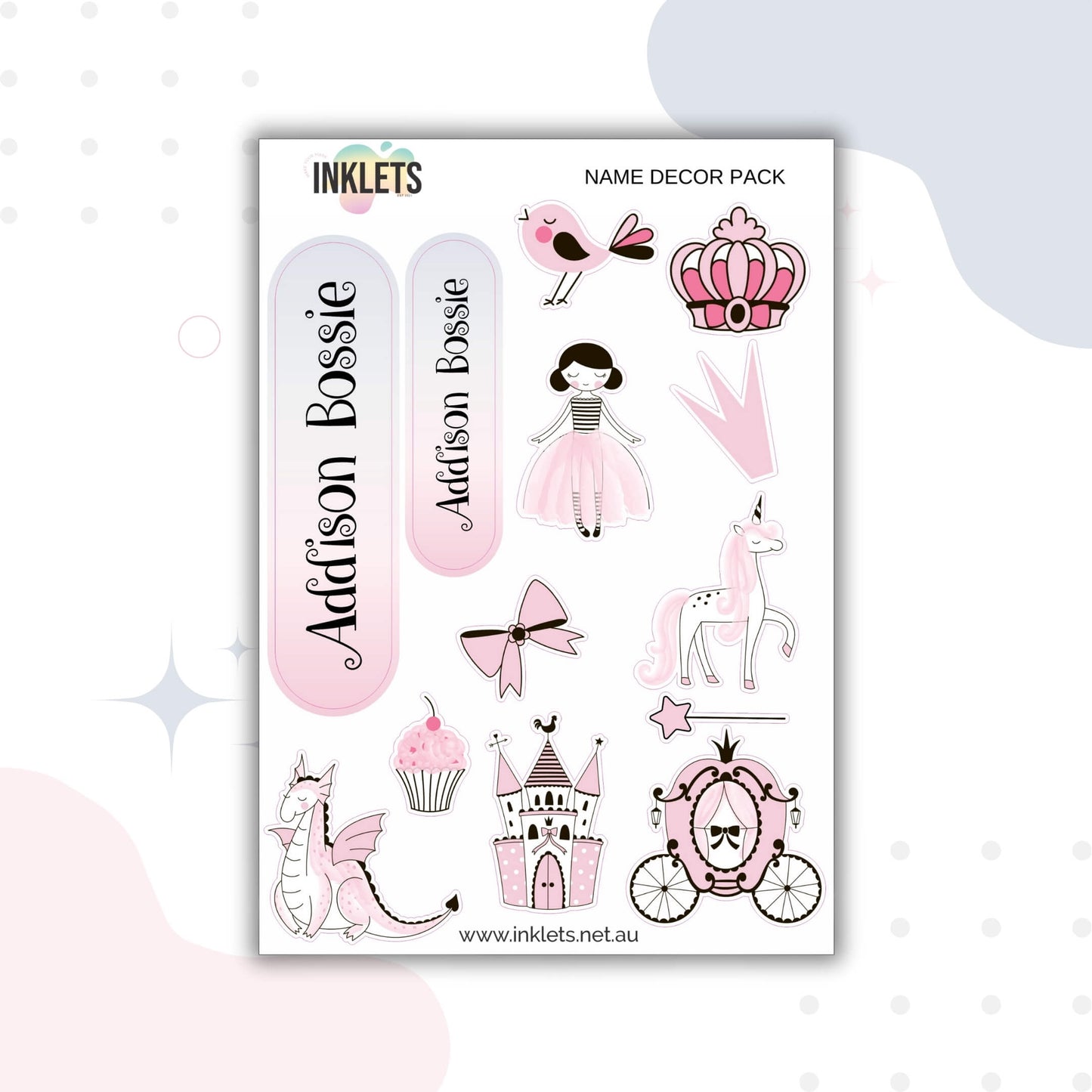 Scandi Princess Name Decor Sheets