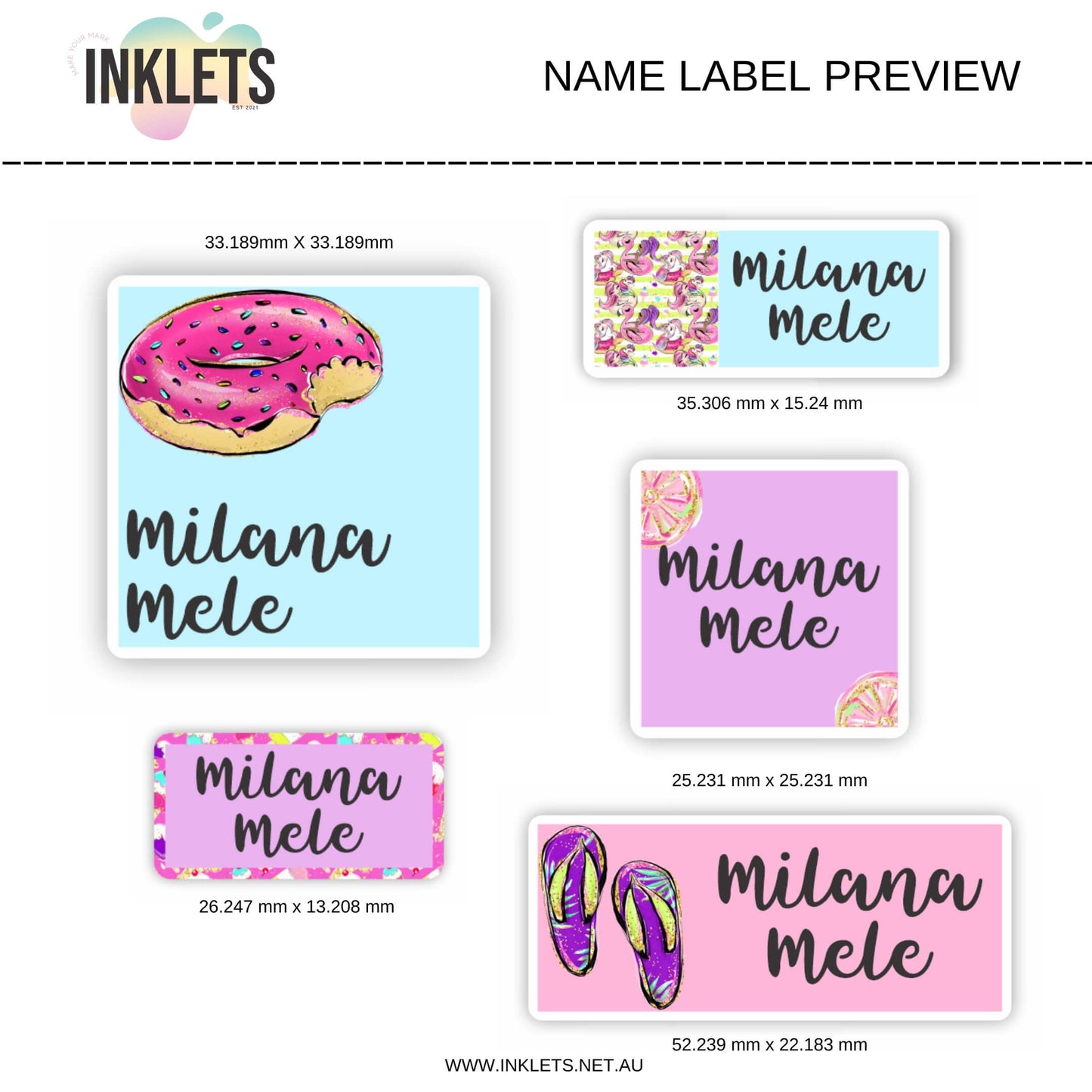 Pool Party Name Label Sheet