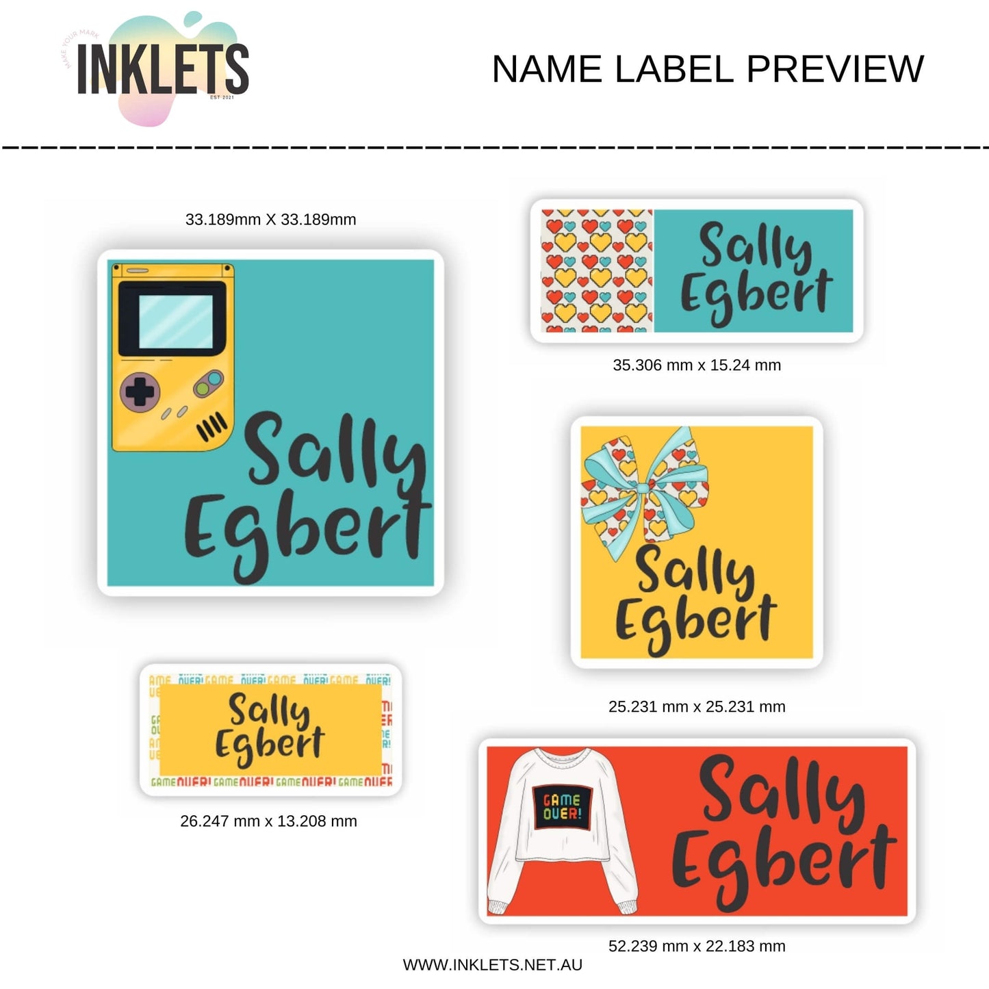Gamer Girl Name Label Sheet