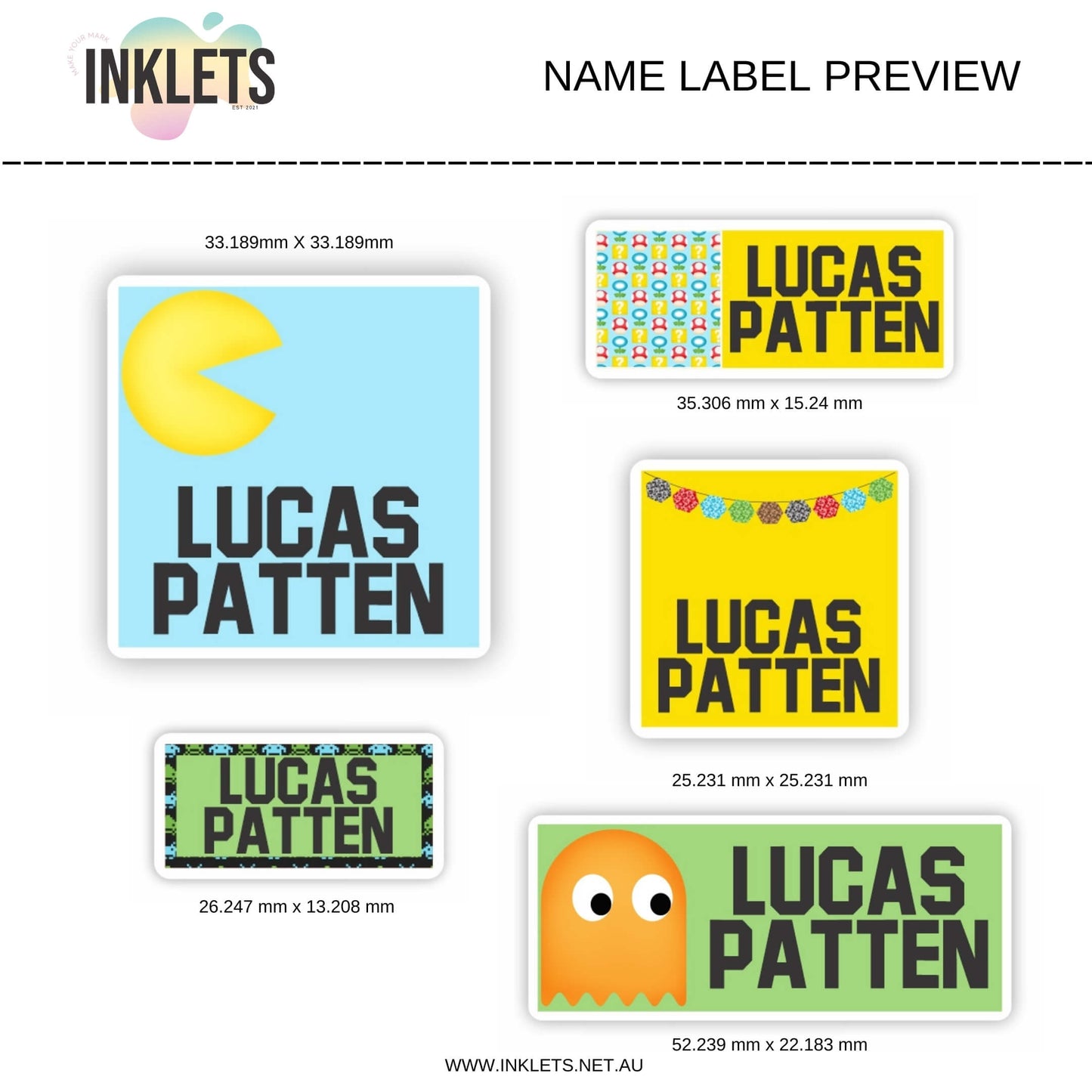 Gamer Boy Name Label Sheet