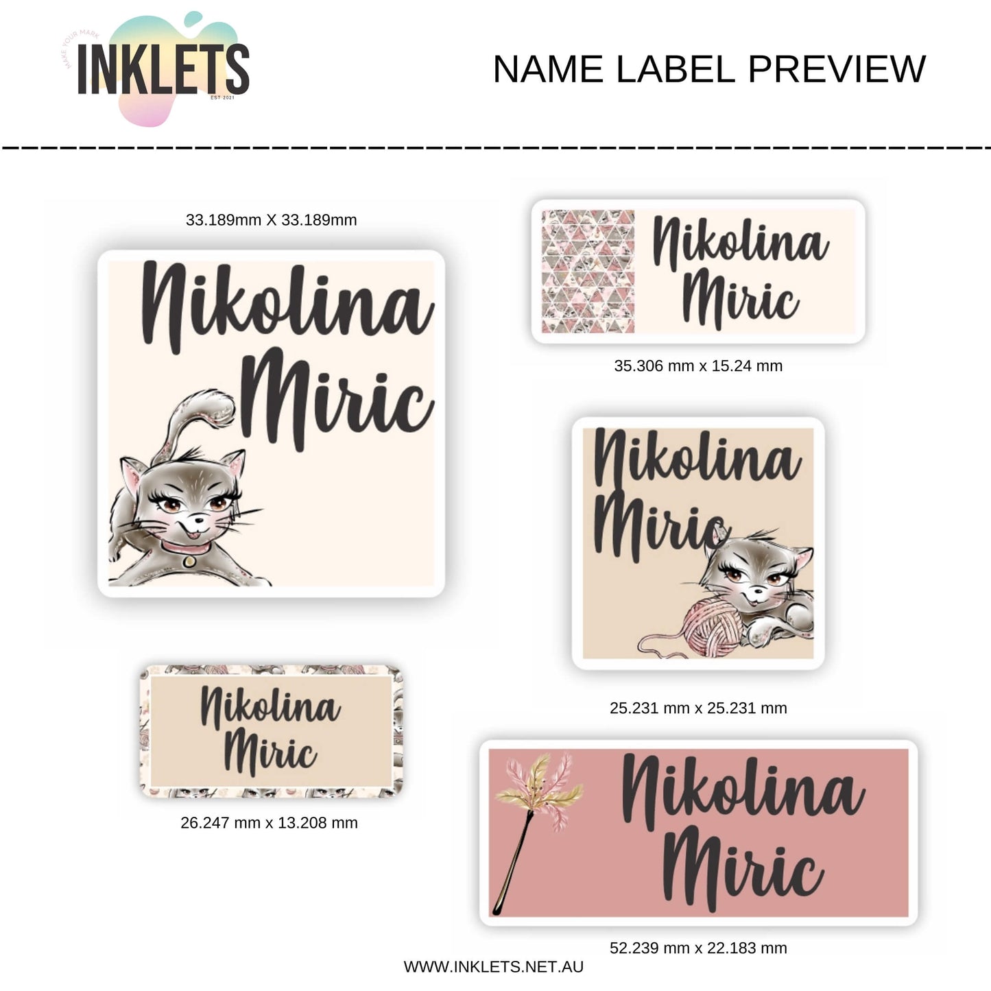 Cats Name Label Sheet