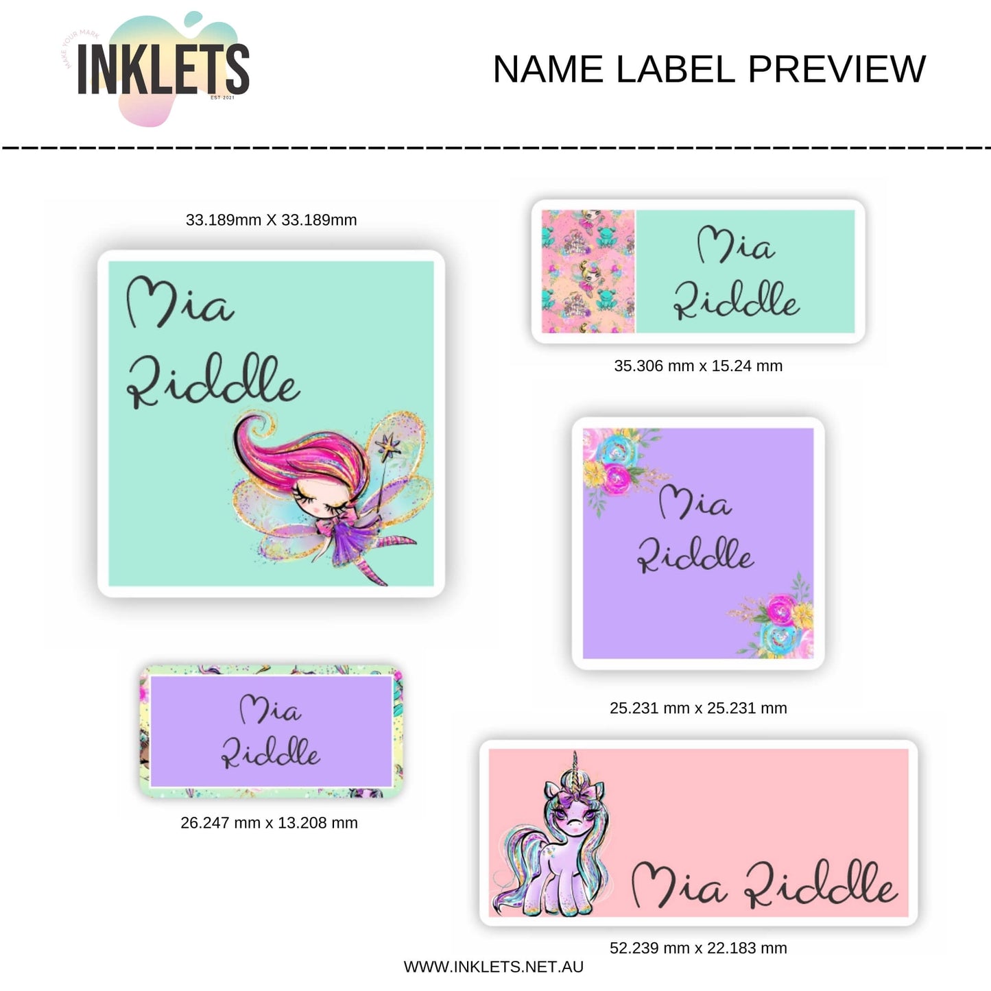 Fairyland Name Label Sheet