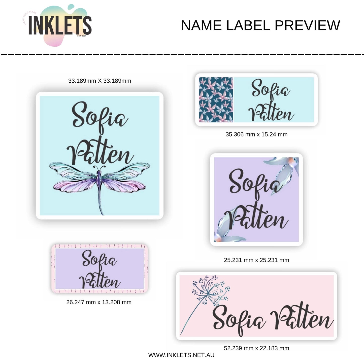 Dragonflies Name Label Sheet