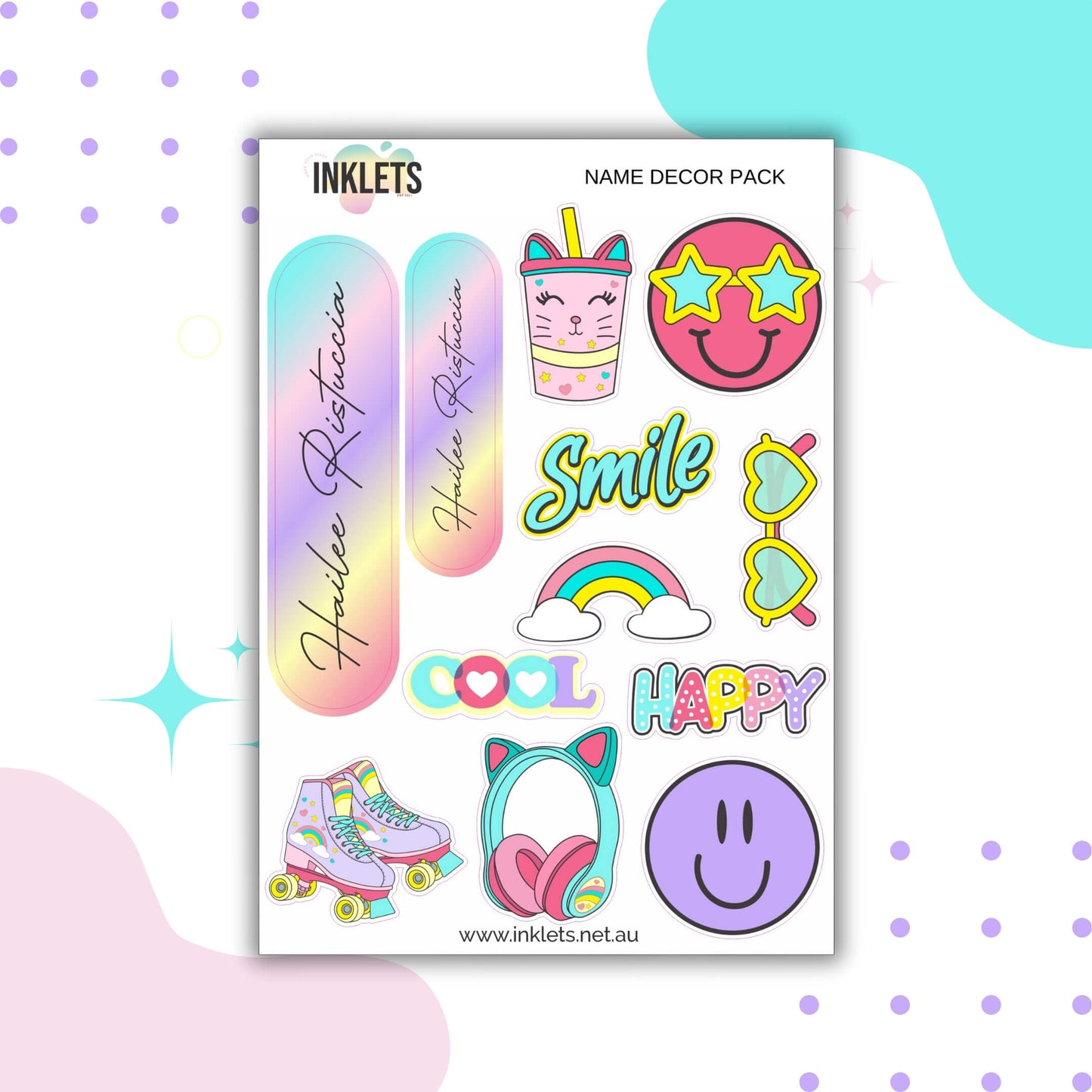 Roller Skating Name Decor Sheets