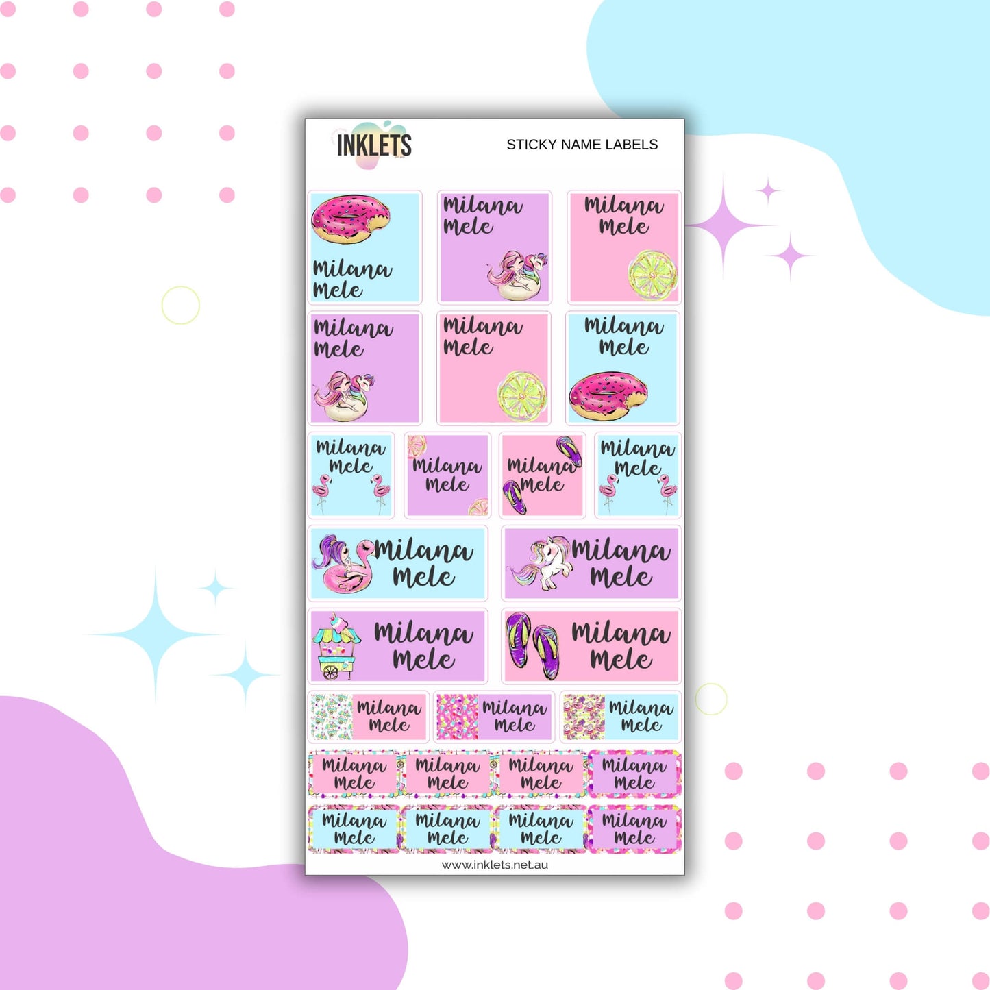 Pool Party Name Label Sheet