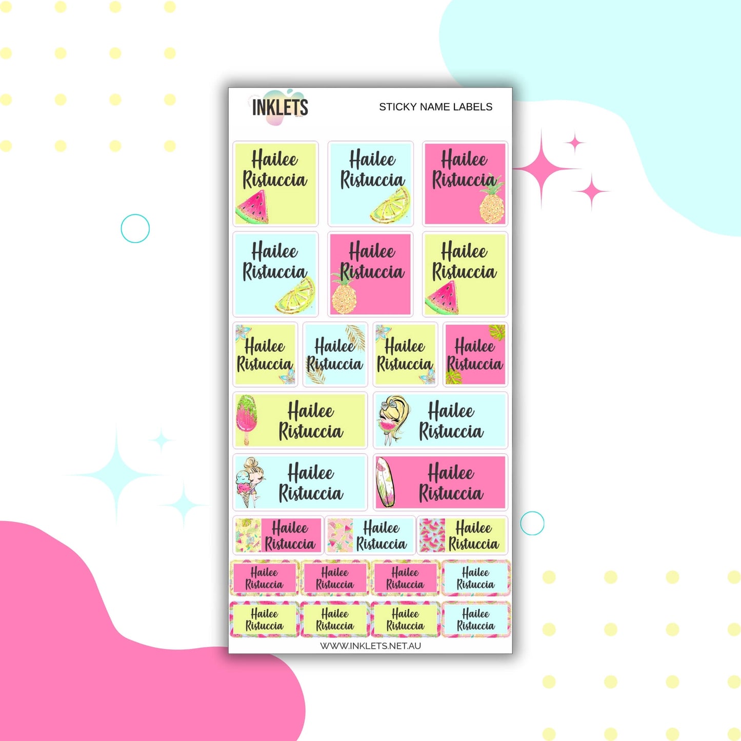 Fruit Tingle Name Label Sheet