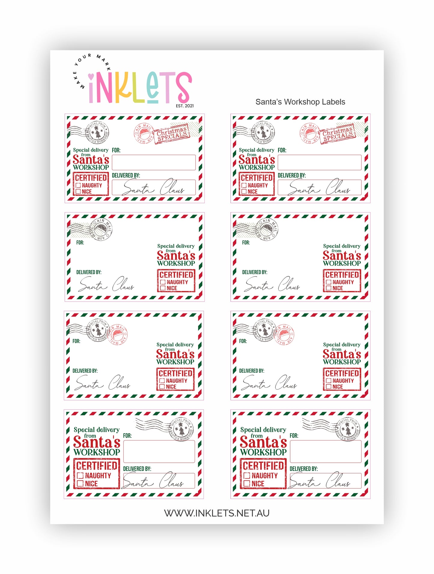 Personalised Christmas Delivery Present Stickers