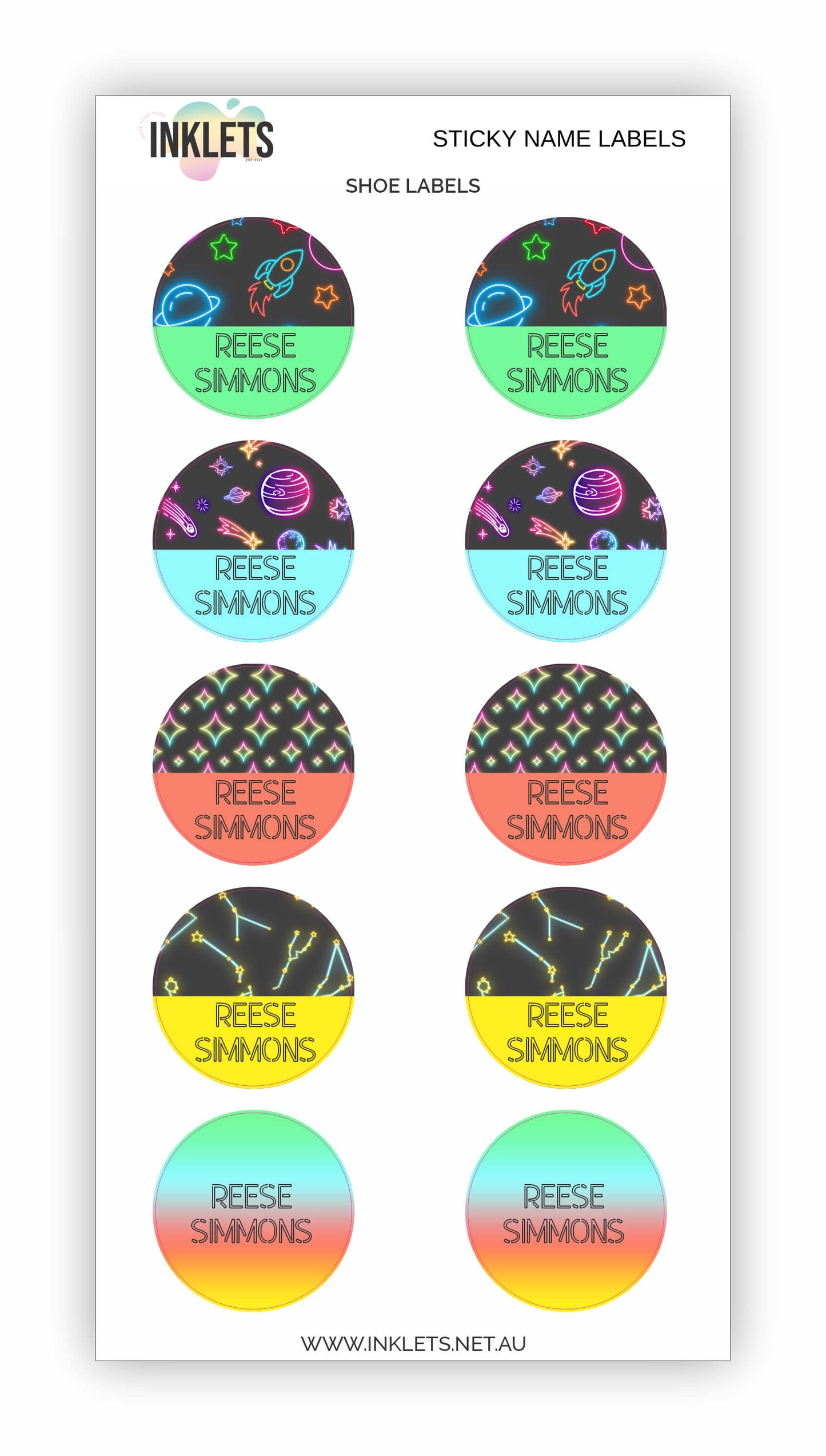 Neon Space Name Label Bundle