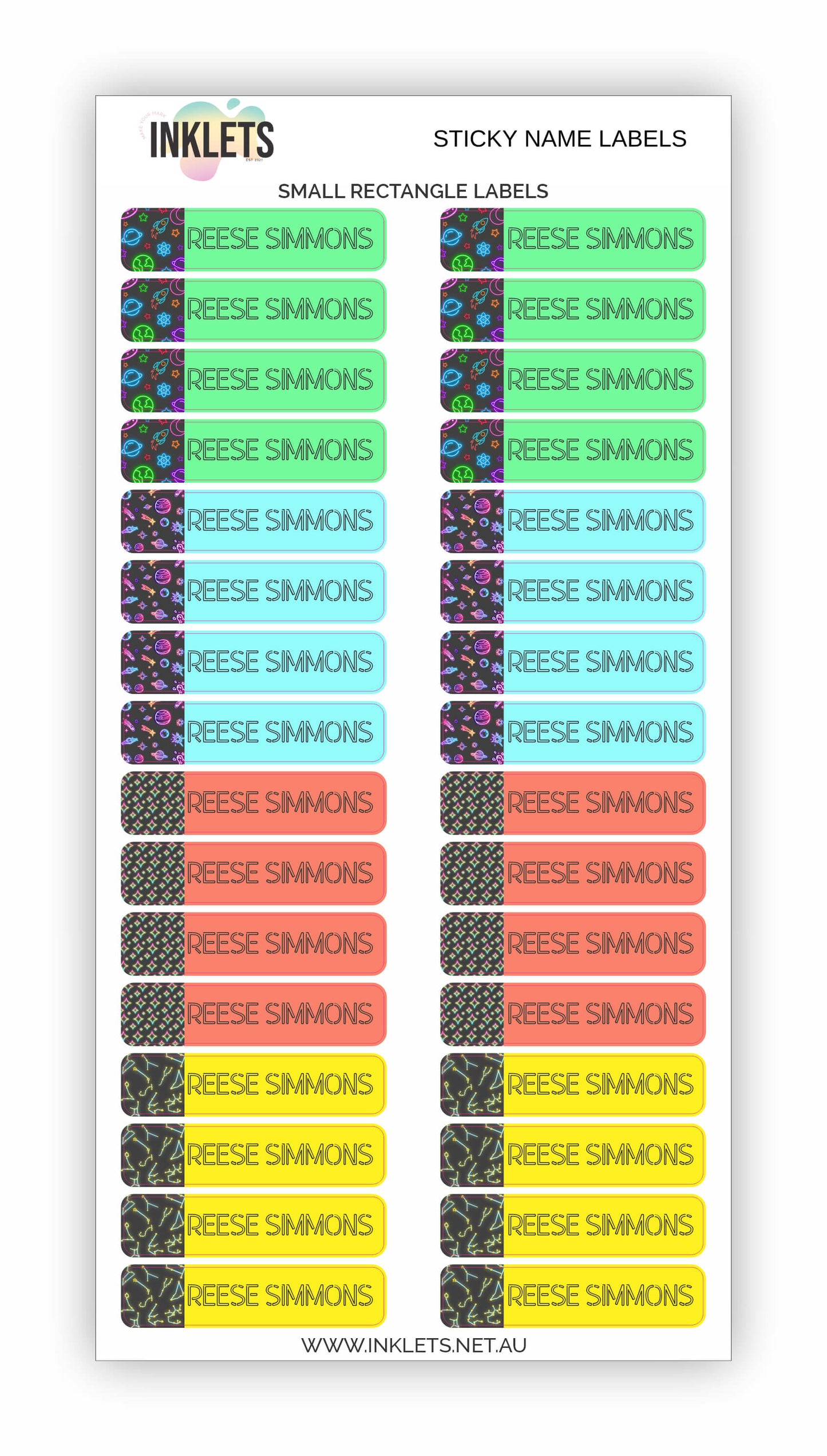 Neon Space Name Label Bundle