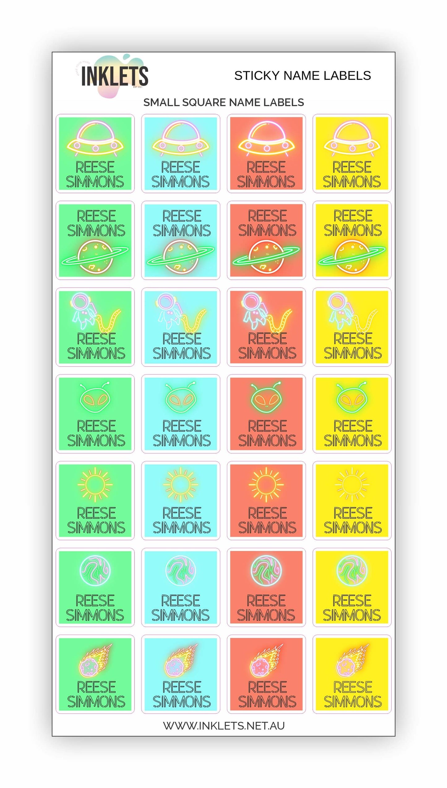 Neon Space Name Label Bundle