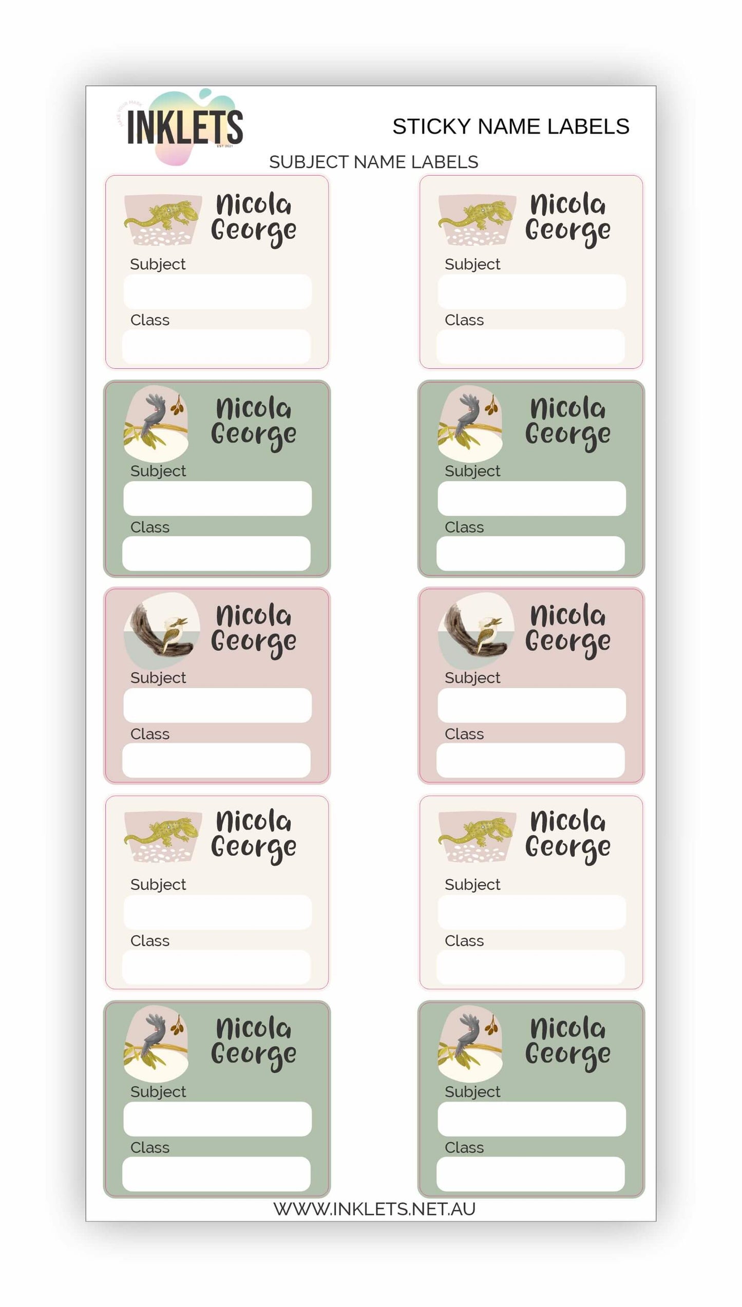 Australian Abstract Name Label Bundle