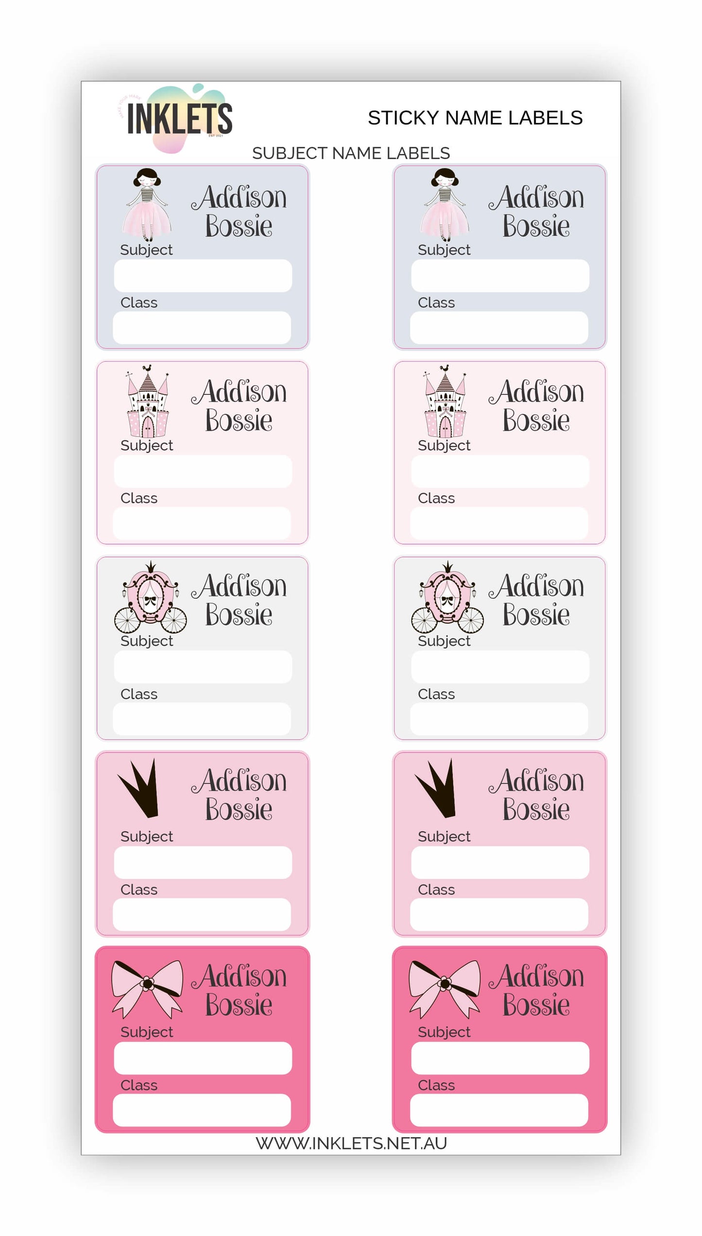 Scandi Princess Name Label Bundle