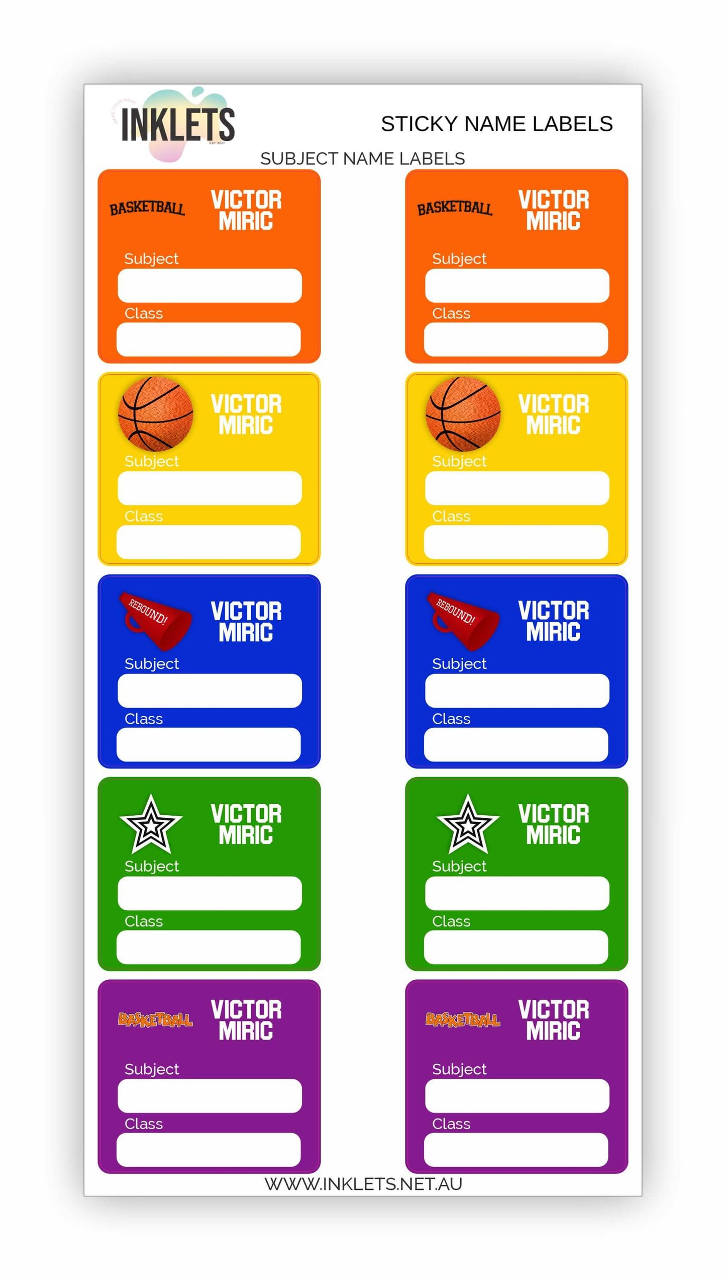 Basketball Name Label Bundle