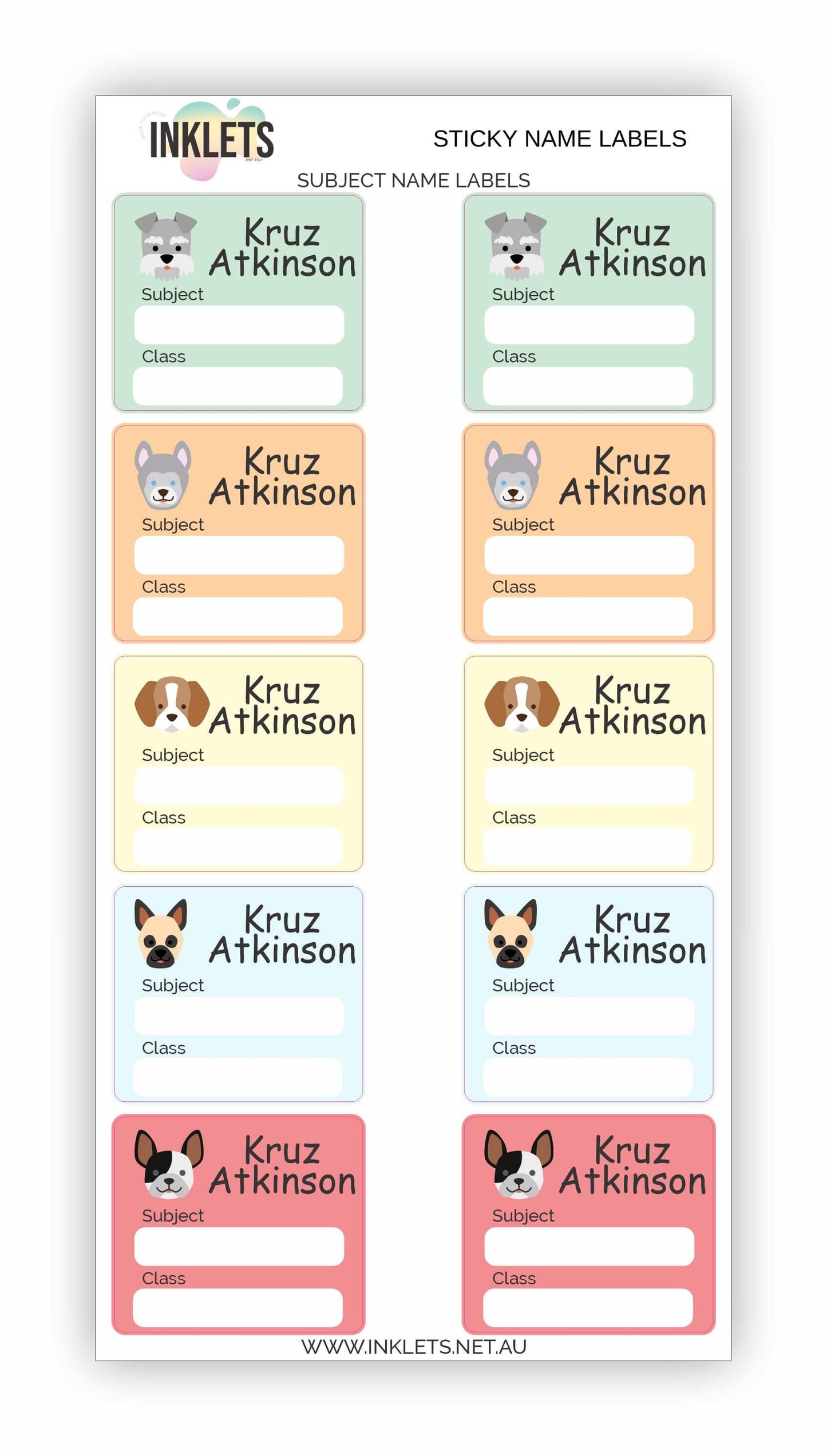 Puppy Dog Palz Name Label Bundle
