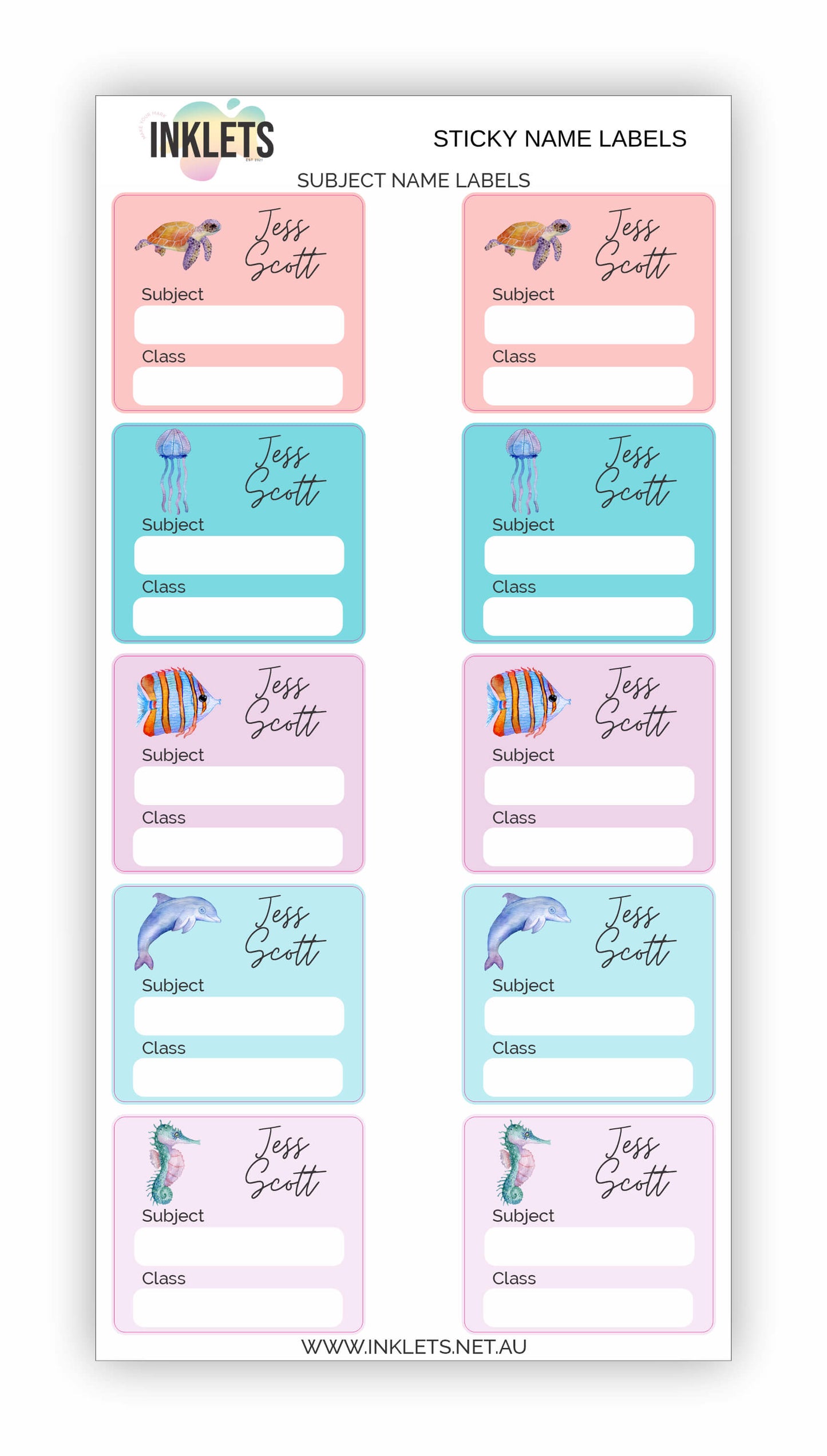 Ocean Life Name Label Bundle