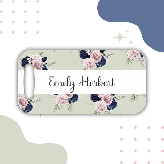 Navy & Blush Floral Bag Tag