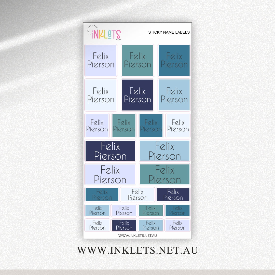 Blue Lagoon Name Labels Sheet