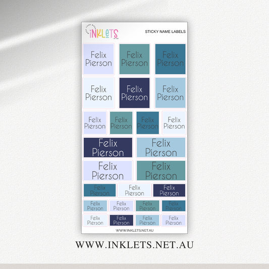 Blue Lagoon Name Labels Sheet