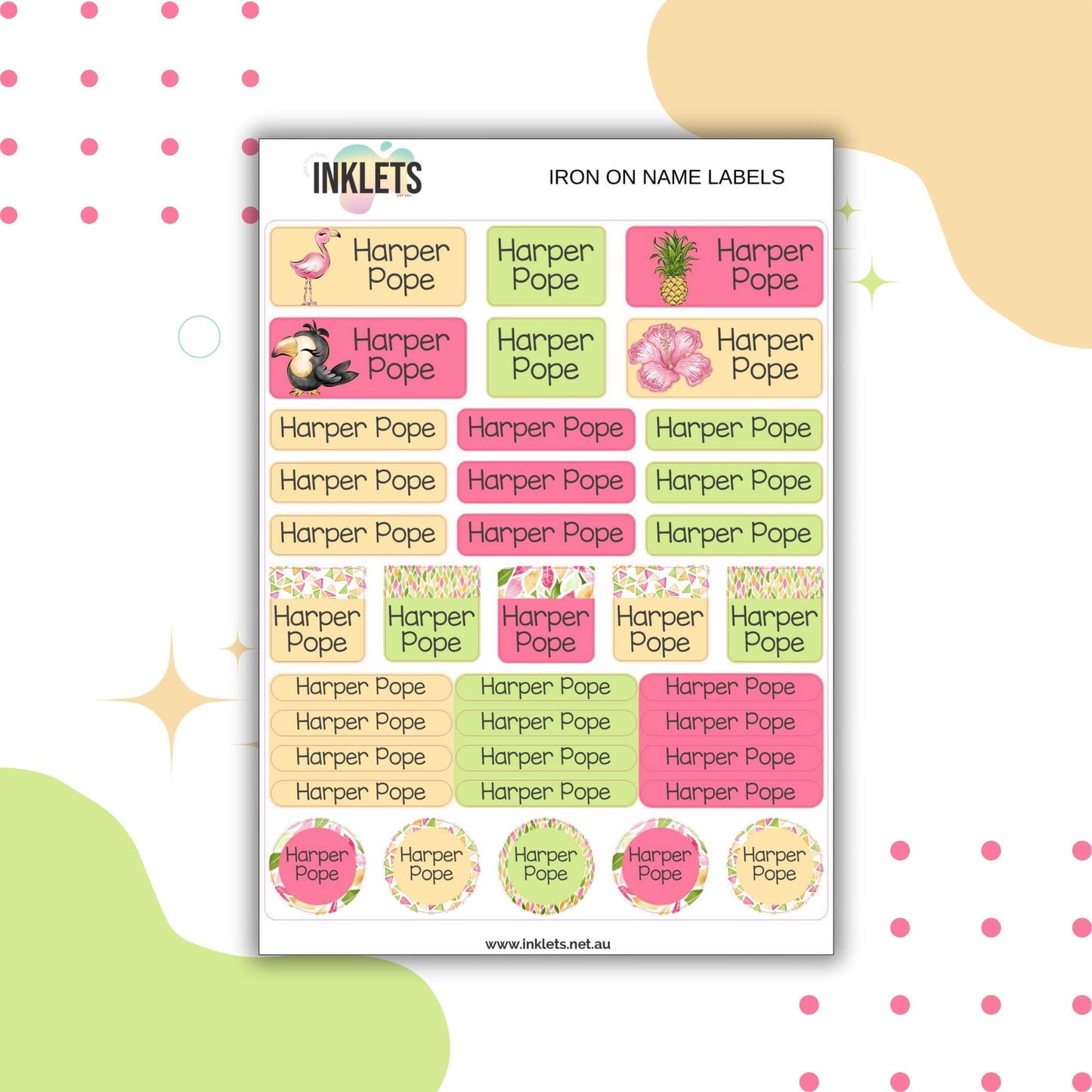 Tropics Iron on Labels