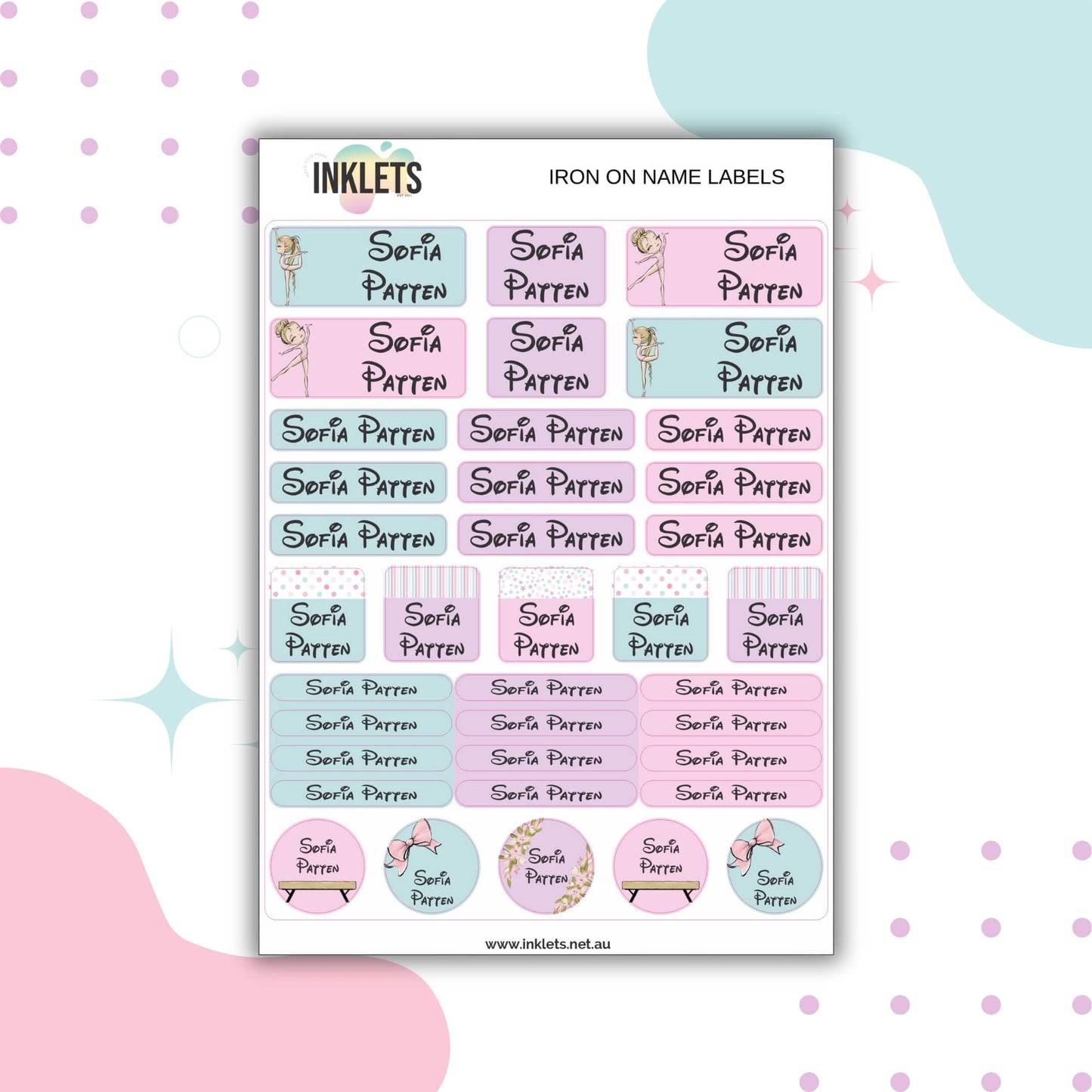 Gymnastics Iron on Labels