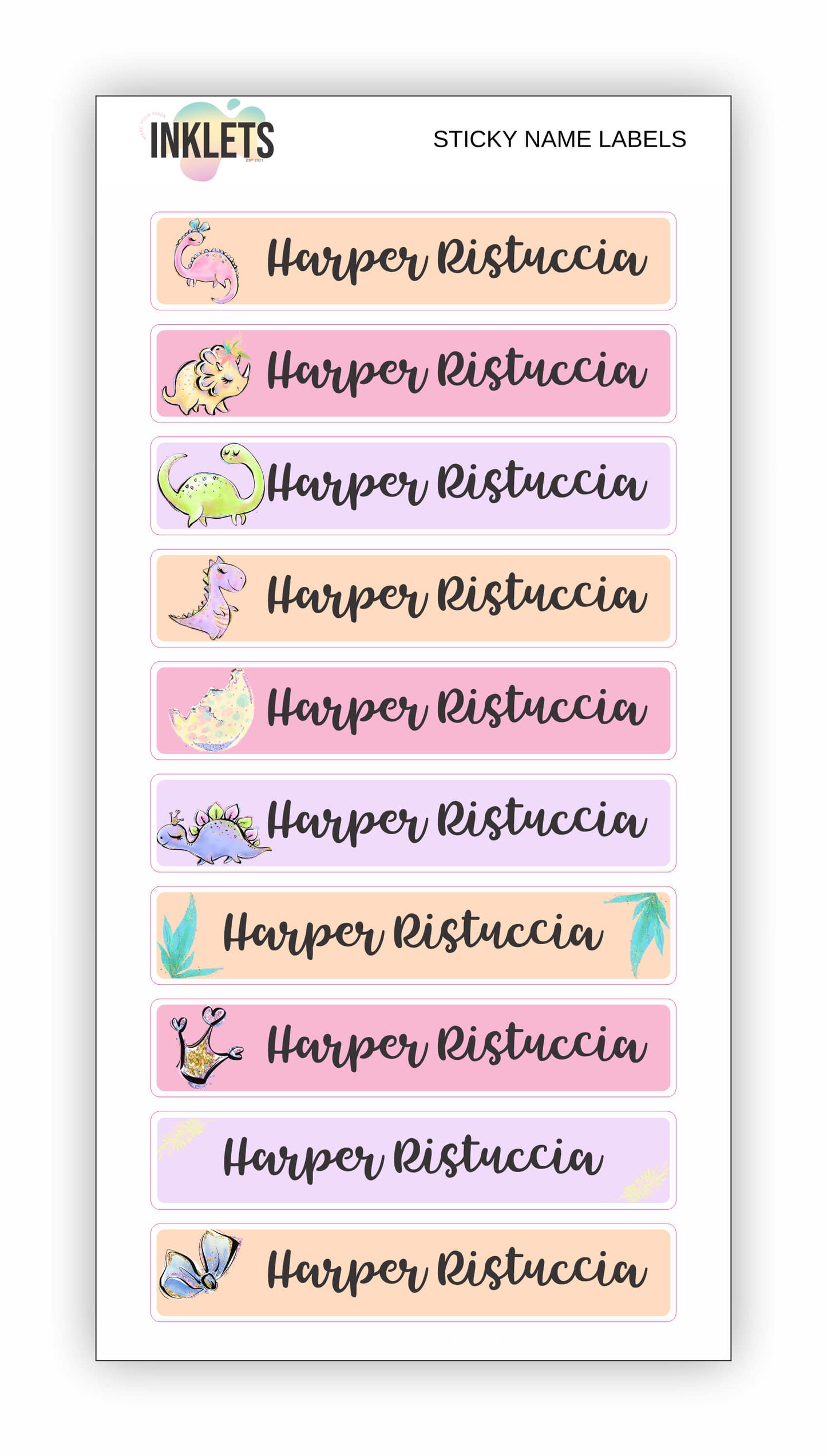Pink Dinos Name Label Bundle
