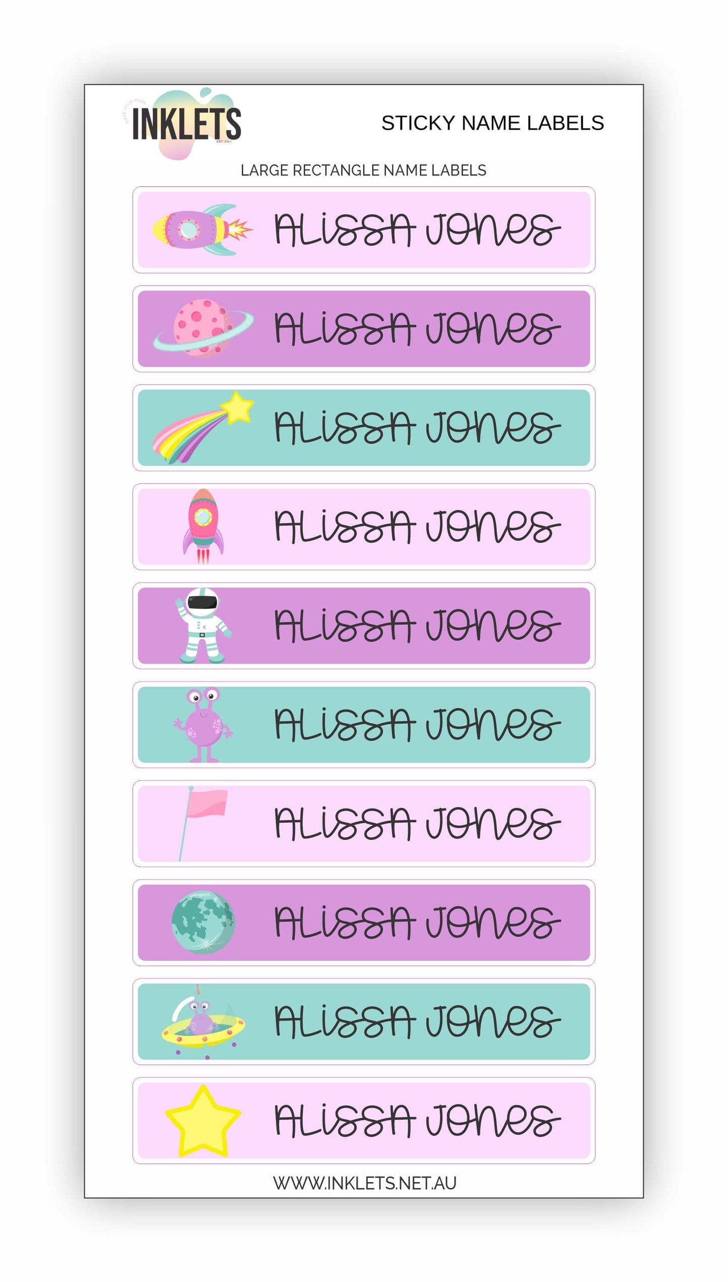 Space Blast Pink Name Label Bundle