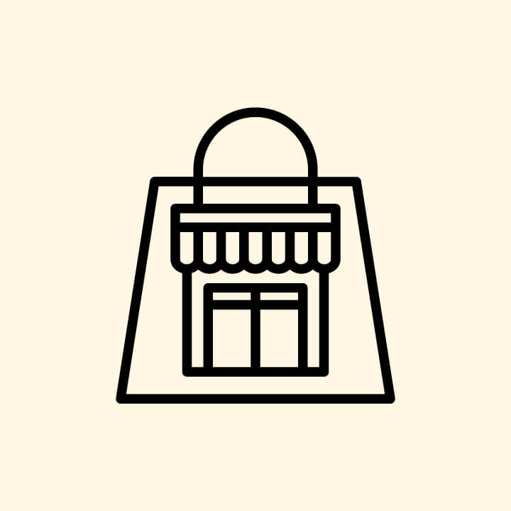 Shopping bag icon, a simple line illustration. Perfect for e-commerce websites. Local pickup available.
