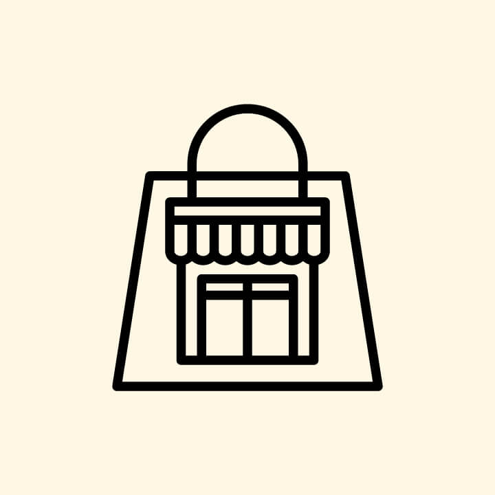 Shopping bag icon, a simple line illustration. Perfect for e-commerce websites. Local pickup available.
