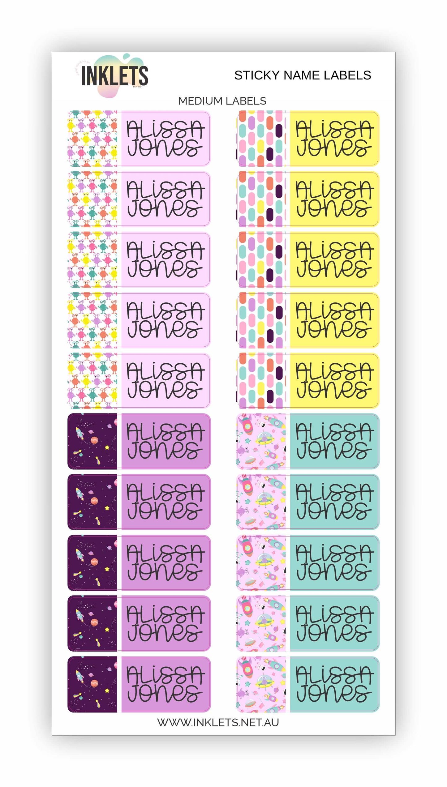 Space Blast Pink Name Label Bundle