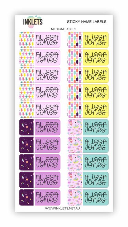 Space Blast Pink Name Label Bundle