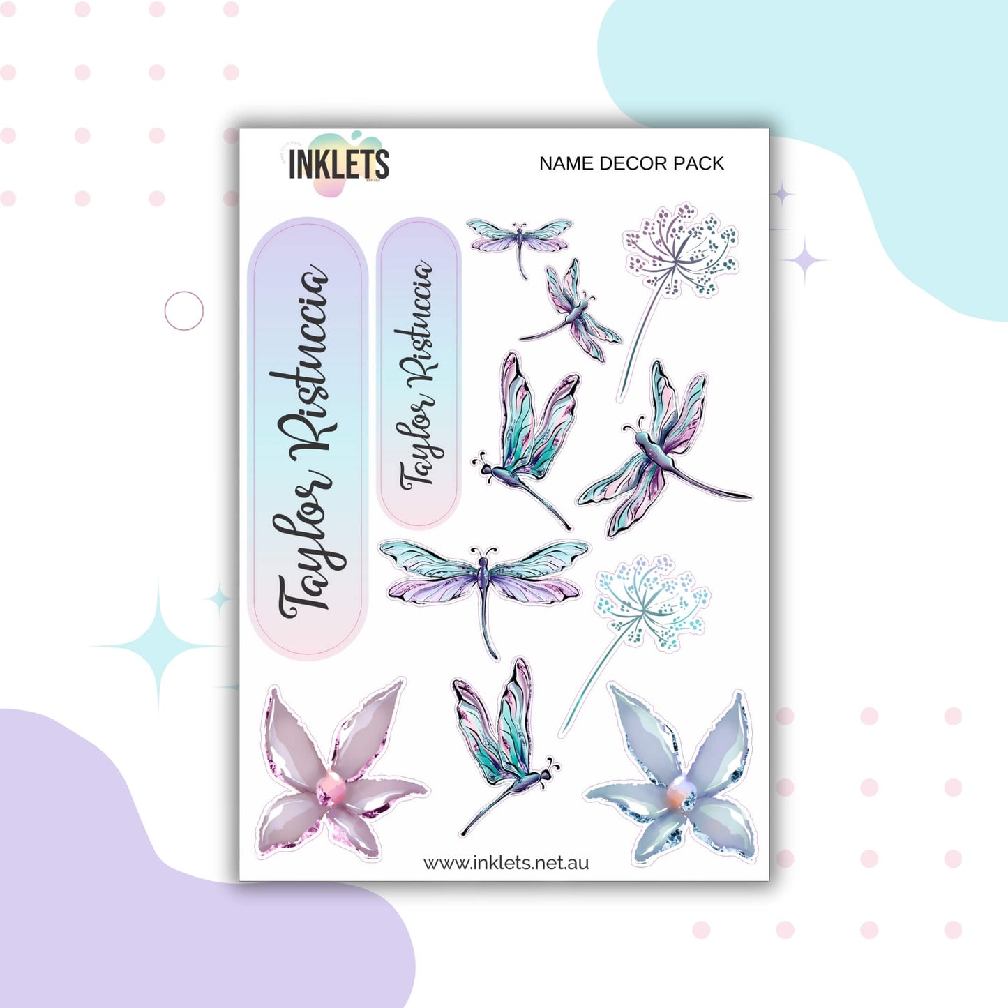 Dragonflies Name Decor Sheets