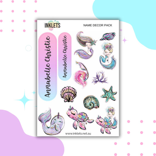 Mermaids Name Decor Sheets