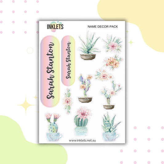Succulents Name Decor Sheets