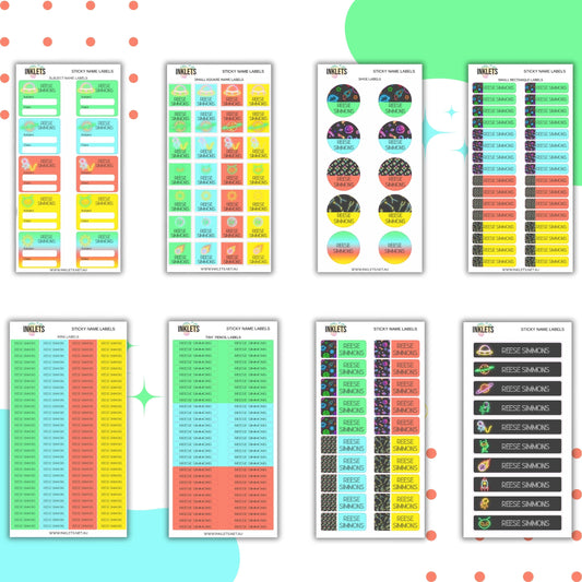 Neon Space Name Label Bundle