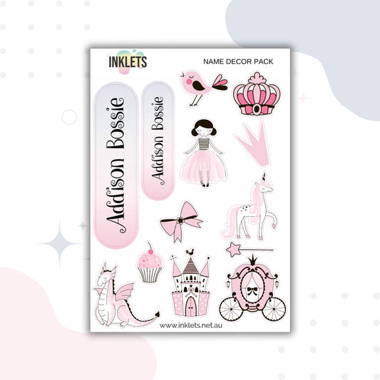 Scandi Princess Name Decor Sheets
