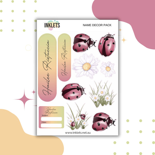 Ladybugs Name Decor Sheets