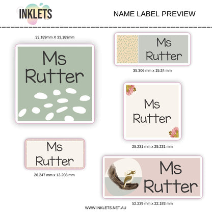 Australian Abstract Name Label Sheet