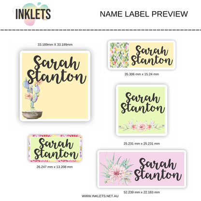 Succulents Name Label Sheet