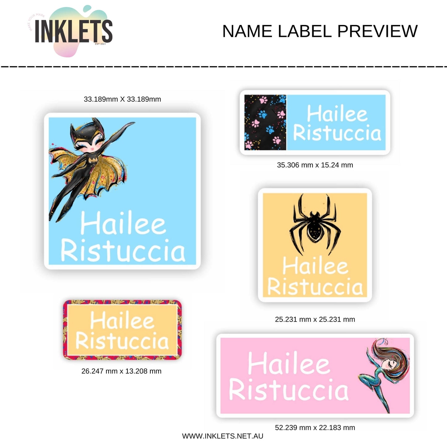 Supergirlz Name Label Sheet