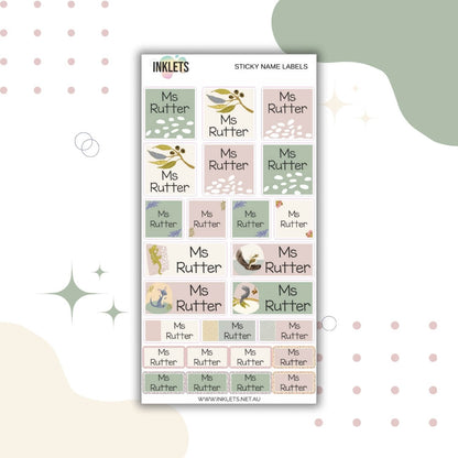 Australian Abstract Name Label Sheet